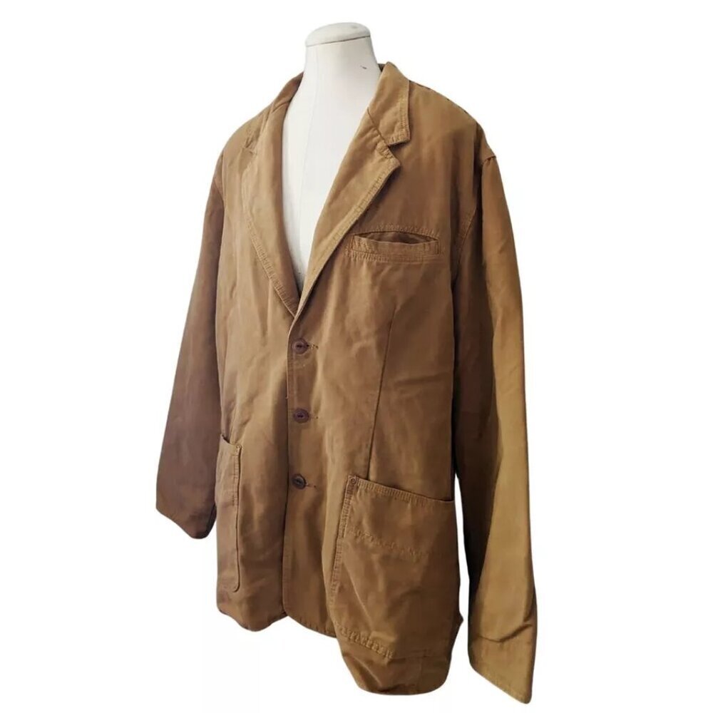 The Territory Ahead 3 Button Blazer Barn Jacket Mens Tan Aztec Lining Cotton XL - Picture 5 of 7